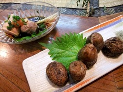 鎌倉小町通りの炉端焼き卯月の山芋とあんきも