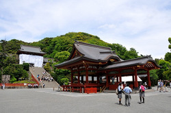 鎌倉鶴岡八幡宮の本殿が漆の塗り替え工事中