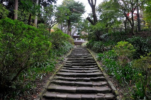 北鎌倉浄智寺の紅葉2014楼門への階段